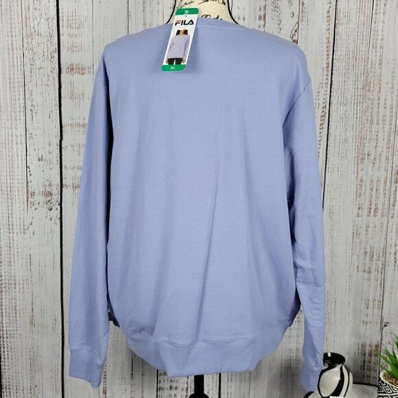 NWT FILA XL Blue Vintage Casual Minimalist Staple Classic Crew Neck Sweatshirt - Picture 6 of 10